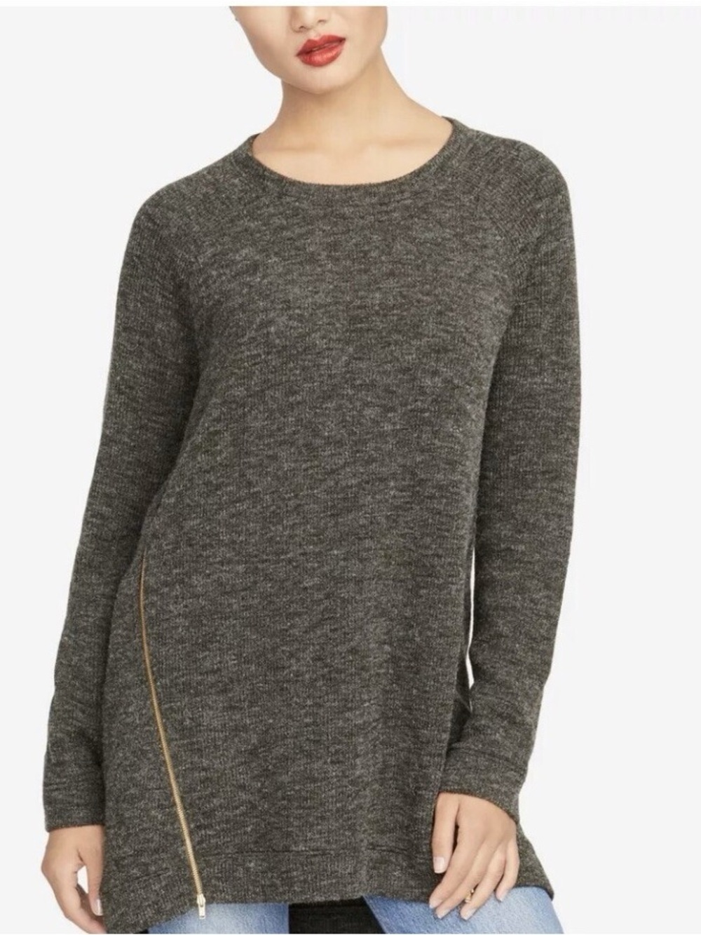 RACHEL Rachel Roy Dark Charcoal Crewneck Sweater